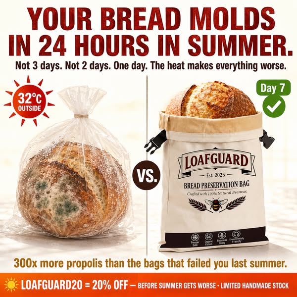 In Summer Your Bread Molds In 24 Hours Instead Of 3 Days. The Heat Makes The Plastic Problem 10x Worse. Here's The Fix.